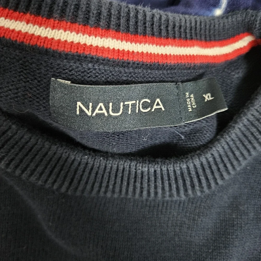 Nautica Sweater Mens XL Navy Sailing Team Yacht‎ Club Graphic Cotton Crewneck